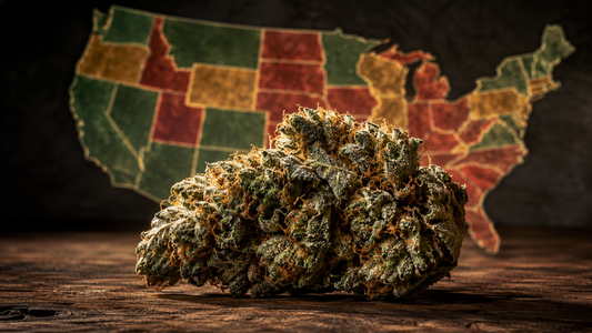 State-by-state map showing THCa flower legal status across the US in 2026